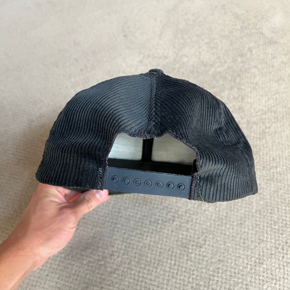 Vintage 1990s Notre Dame Fighting Irish Corduroy Snapback Hat Navy Blue Gold - Picture 4 of 7